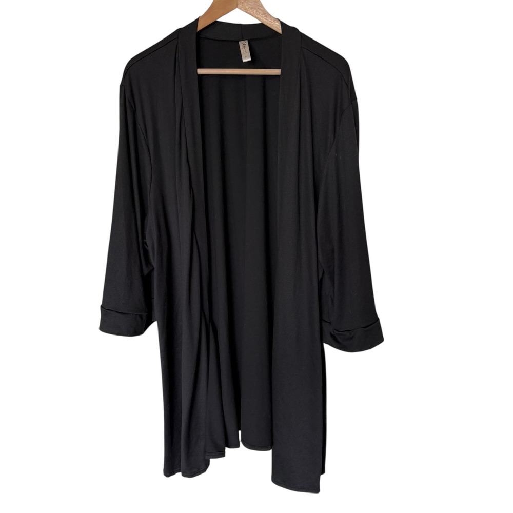 24seven Comfort Apparel Cardigan‎ Women 4X Black Euc Open Front Lightweight